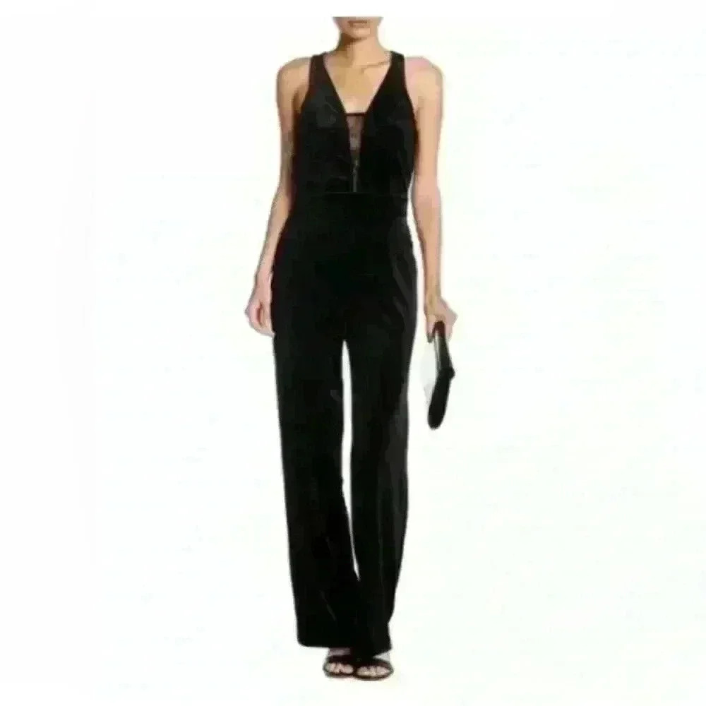 Romeo‎ + Juliet $178 Couture Velour Lace Jumpsuit Whimsigoth Velvet Black Goth